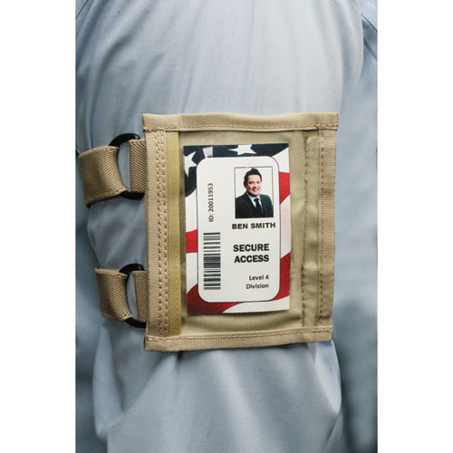 8455016660464, SKILCRAFT Armband Badge Holder, Tan, 2 5/8" x 3 3/4"