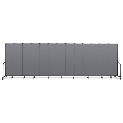 Portable Room Divider, 24 ft 1" x 0.75" x 7 ft 4", Vinyl/Fiberglass/Steel, Gray