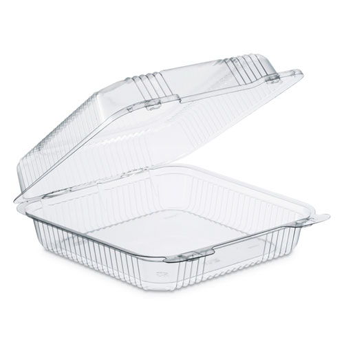 StayLock Clear Hinged Lid Containers, 8.6 x 9 x 3, Clear, Plastic, 200/Carton