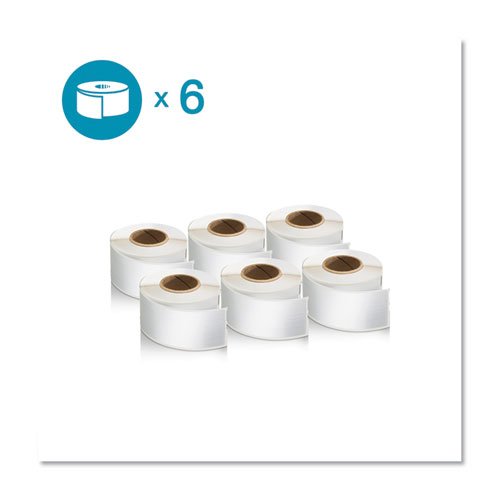 LW 1-Up File Folder, 0.56" x 3.43", White, 130 Labels/Roll, 6 Rolls/Pack