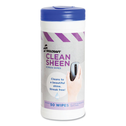 7930014541138, SKILCRAFT Computer Screen (CRT) Wet Wipes, 5 x 7, White, 50 Wipe/Dispenser, 12/Box