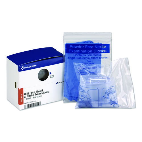 SmartCompliance Rescue Breather Face Shield with 2 Nitrile Exam Gloves, One Size Fits All