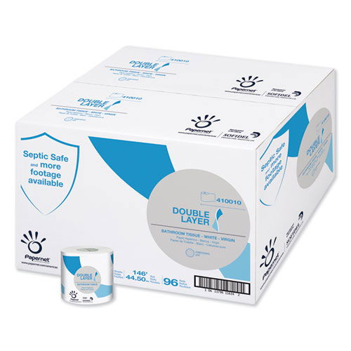 Double Layer Toilet Tissue, Pure Cellulose, Septic Safe, 1-Ply, White, 500 Sheets/Roll, 96 Rolls/Carton