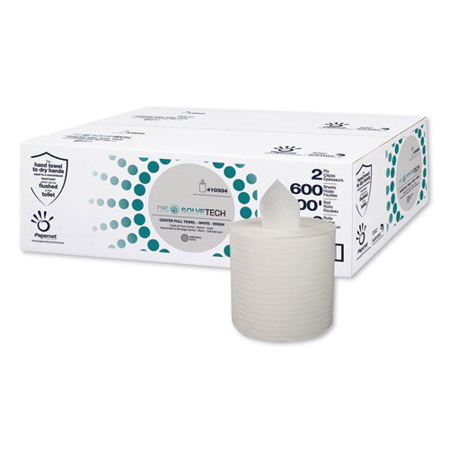 DissolveTech Center-Pull Paper Towel, 1-Ply, 7.6 x 10, White, 600 Sheets/Roll, 6 Rolls/Carton