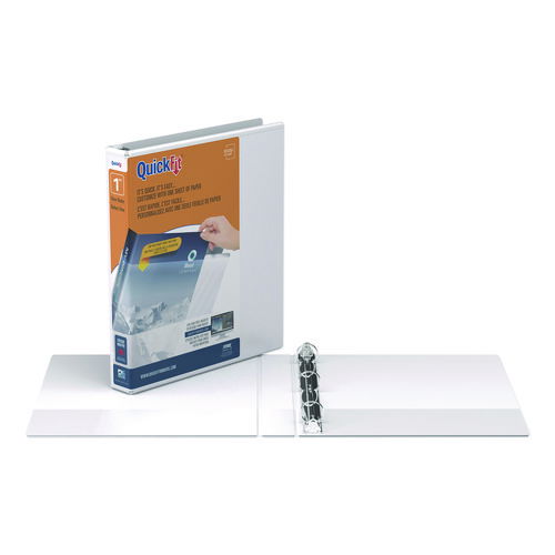 QuickFit Round-Ring View Binder, 3 Rings, 1" Capacity, 11 x 8.5, White