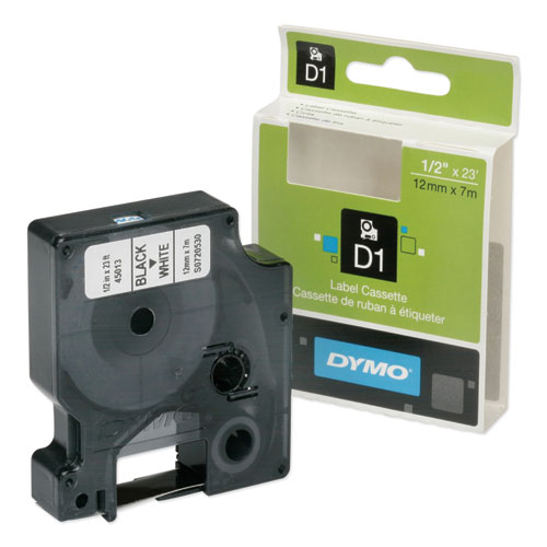 7510016576746, SKILCRAFT Dymo Label Cassette, 0.5" x 24 ft, Black/White