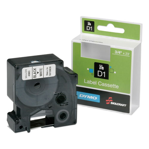 7510016577786, SKILCRAFT Dymo Label Cassette, 0.75" x 23 ft, Black/White