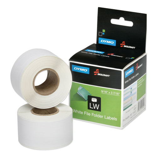 7530016579756, SKILCRAFT Dymo LabelWriter Thermal Labels, File Folder Label, 0.56" x 3.43", Black on White