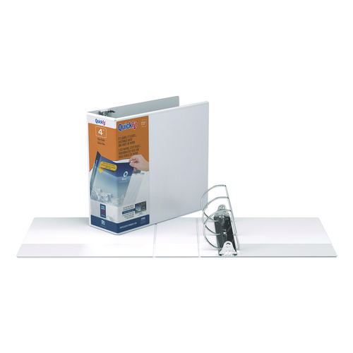 QuickFit D-Ring View Binder, 3 Rings, 4" Capacity, 11 x 8.5, White