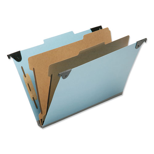 7530016216199, SKILCRAFT Hanging Classification Folders, Legal Size, 2 Dividers, 2/5-Cut Exterior Tabs, Light Blue, 5/Box