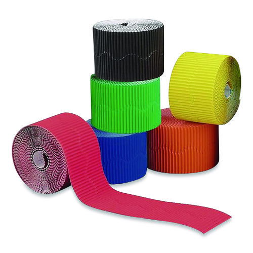 Bordette Decorative Border, 2.25" x 50 ft, Assorted Colors, 6/Carton