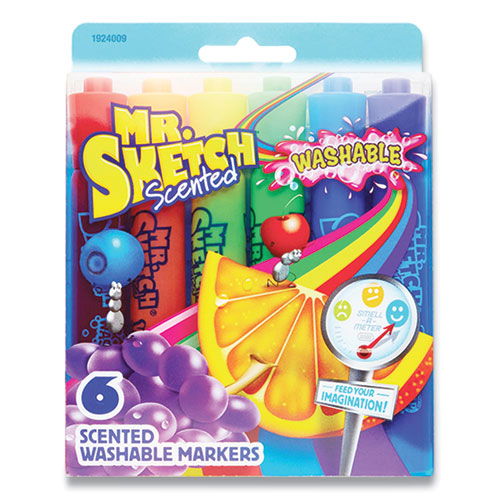 Scented Watercolor Marker Penny Candy Set, Broad Chisel Tip, Assorted Penny Candy Colors, 6/Pack