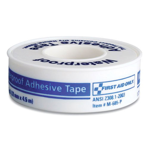 Waterproof-Adhesive Medical Tape with Dispenser, Acrylic, 0.5" x 15 ft, White