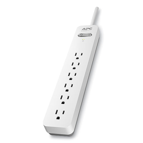 Power-Saving Essential SurgeArrest Surge Protector, 6 AC Outlets, 6 ft Cord, 1,080 J, White/Gray