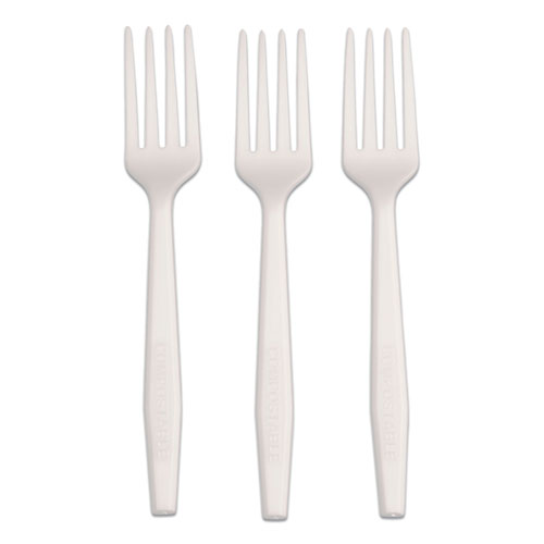 CPLA Cutlery, Heavyweight Fork, Plastic, White, 1,000/Carton