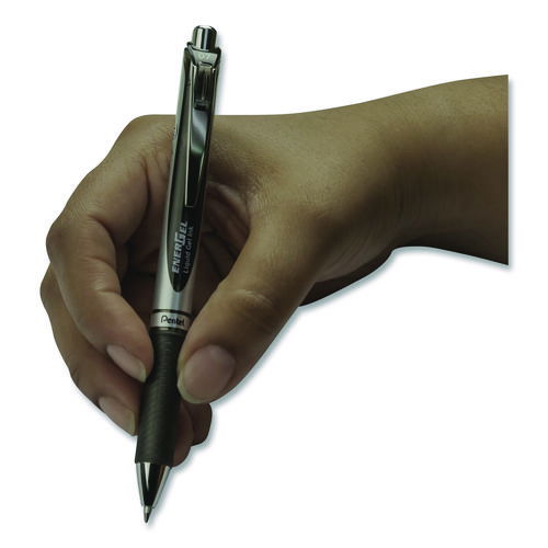 EnerGel RTX Gel Pen, Retractable, Medium 0.7 mm, Black Ink, Black/Gray Barrel, 6/Pack