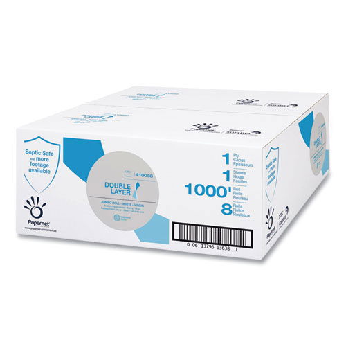 Heavenly Soft Double Layer Jumbo Toilet Tissue, Septic Safe, 1-Ply, 3.4" x 1,000 ft, White, 8 Rolls/Carton