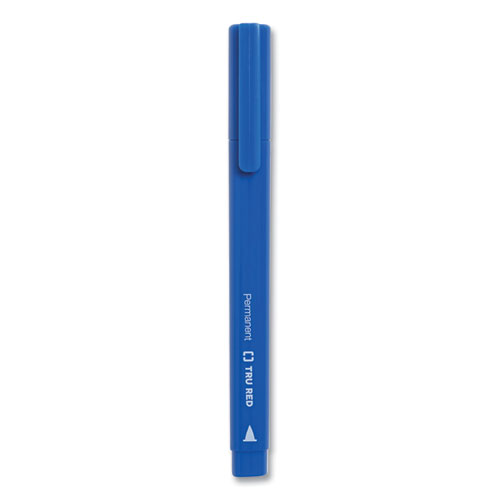 Permanent Marker, Pen-Style, Fine Bullet Tip, Blue, Dozen
