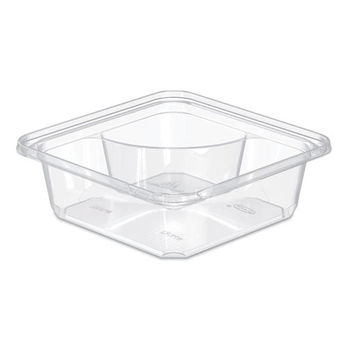 TamperGuard Snack Boxes, 2 Compartments, 6.3 x 6.3 x 2.1, Clear, Plastic, 300/Carton