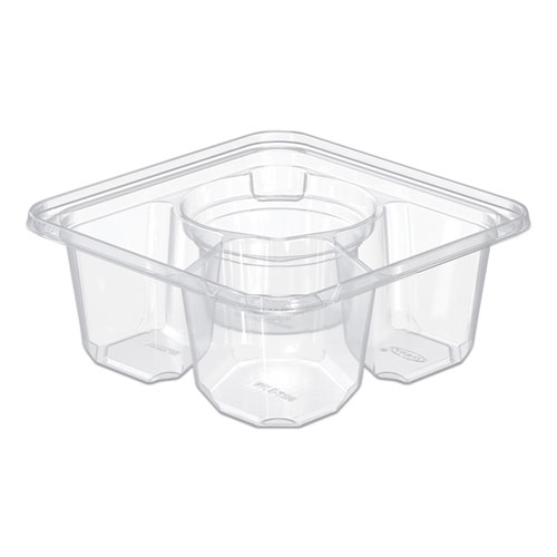 TamperGuard Snack Boxes, 3 Compartments, 6.3 x 6.3 x 2.6, Clear, Plastic, 300/Carton