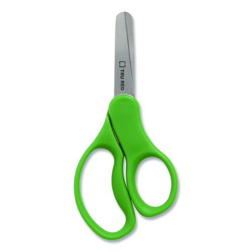 Kids' Blunt Tip Stainless Steel Safety Scissors, 5" Long, 2.05" Cut Length, Straight Green Handle