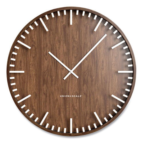 Essentials Round Wood Wall Clock, 16.54" Overall Diameter, Espresso Brown Case, 1 AA (sold separately)
