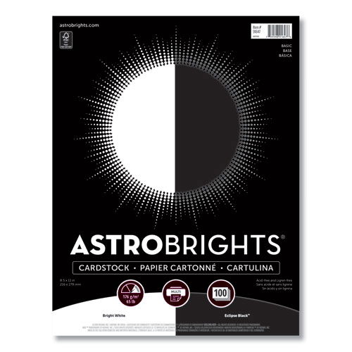 Color Cardstock - "Basic" Assortment, 65 lb Cover Weight, 8.5 x 11, Assorted Basic Colors, 100/Pack