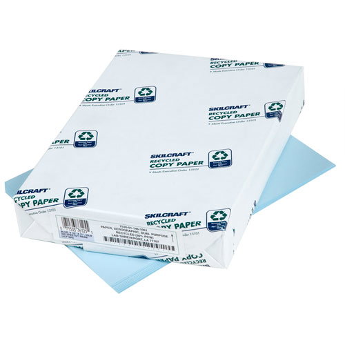 7530011463361, SKILCRAFT Colored Copy Paper, 20 lb Bond Weight, 8.5 x 11, Blue, 500 Sheets/Ream, 10 Reams/Carton