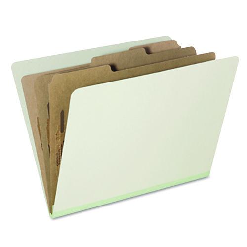 7530015726207, SKILCRAFT Classification Folder, Straight Tab, Expands 3", 3 Dividers, 8 Fasteners, Letter Size, Green, 10/PK