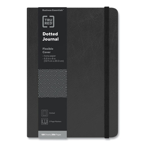 Flexible-Cover Business Journal with Elastic Closure, 1-Subject, Dotted Rule, Black Cover, (128) 8 x 5.5 Sheets