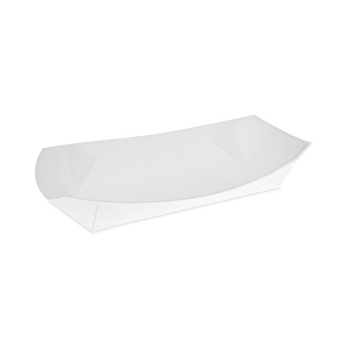 Paperboard Boat Basket, Hot Dog Tray with Perforations, 7.04 x 1.75 x 1.43, White, Paper, 1,000/Carton