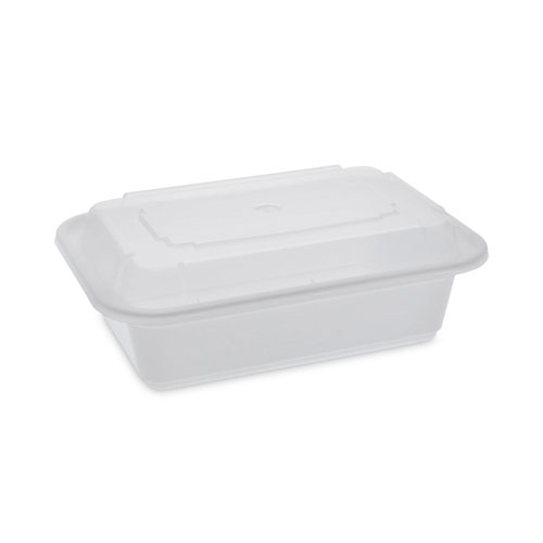 Newspring VERSAtainer Microwavable Containers, 24 oz, 5 x 7.25 x 2.63, White/Clear, Plastic, 150/Carton