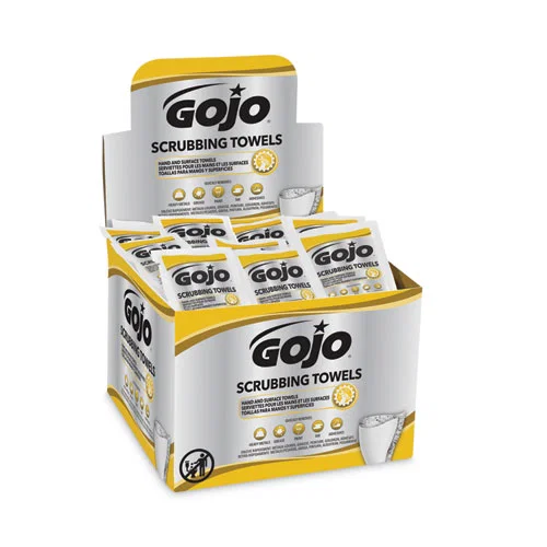 Scrubbing Towels in Counter Display, Hand Cleaning, 12.25 x 10.5, Fresh Citrus, 4 Boxes, 80 Individually Wrapped Wipes/Carton