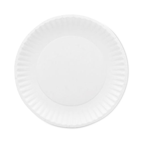 Premium Coated Paper Plates, 7" dia, White, 125/Pack, 8 Packs/Carton