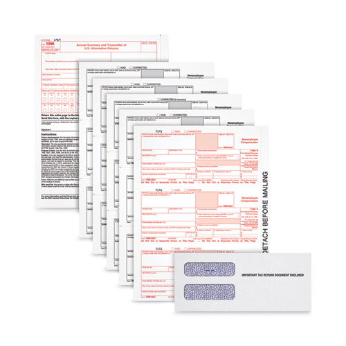 1099-NEC Tax Forms, Fiscal Year: 2021, Five-Part Carbonless, 8.5 x 3.67, 3 Forms/Sheet, 100 Forms Total