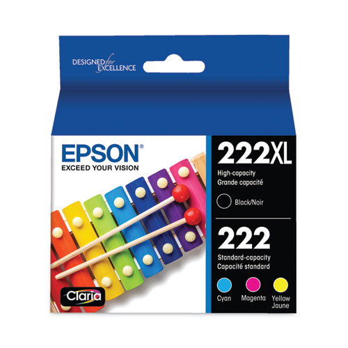 T222XLBCS (T222) Claria High-Yield Ink, 175/165 Page-Yield, Black/Cyan/Magenta/Yellow