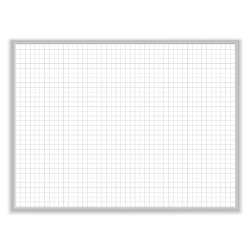 1 x 1 Grid Magnetic Whiteboard, 36" x 24", White/Gray Surface, Satin Aluminum Frame