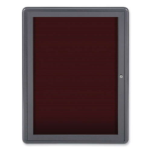 Enclosed Letterboard, 24.13" x 33.75", Burgundy Surface, Powder-Coated Gray Aluminum Frame