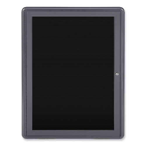 Enclosed Letterboard, 24.13" x 33.75", Black Surface, Powder-Coated Gray Aluminum Frame