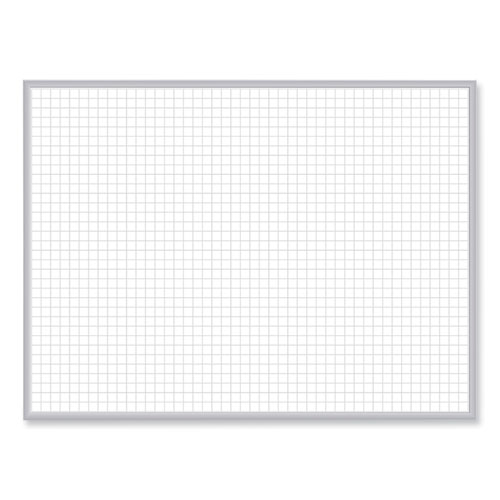 1 x 1 Grid Magnetic Whiteboard, 96.5" x 48.5", White/Gray Surface, Satin Aluminum Frame
