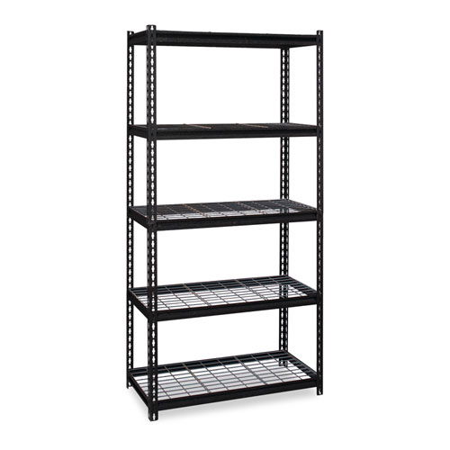 Iron Horse 2300 Wire Deck Shelving, Five-Shelf, 36w x 18d x 72h, Black