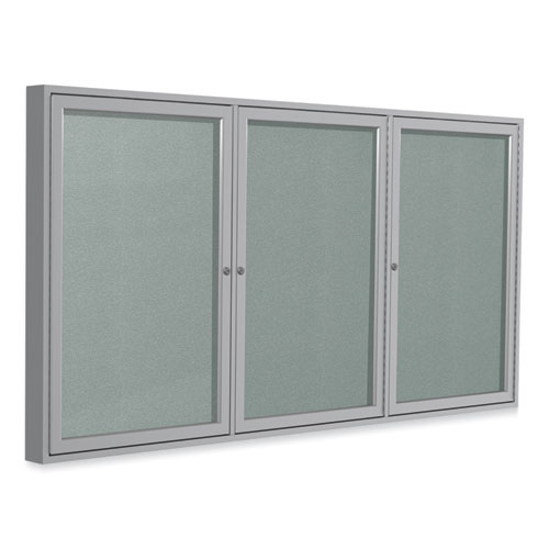 Enclosed Outdoor Bulletin Board, 72" x 36", Silver Surface, Satin Aluminum Frame