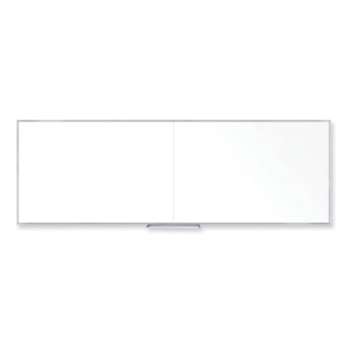 Non-Magnetic Whiteboard with Aluminum Frame, 144.63" x 48.47", White Surface, Satin Aluminum Frame