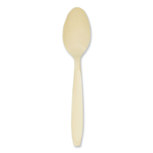 Impress Heavyweight Full-Length Polystyrene Cutlery, Spoon, Plastic, Champagne, 1,000/Carton