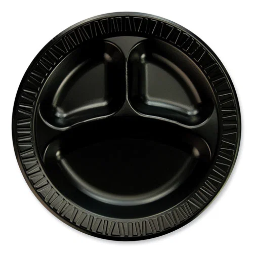 Quiet Class Laminated Foam Dinnerware, Plate, 10.25" dia, Black, 125/Pack, 4 Packs/Carton