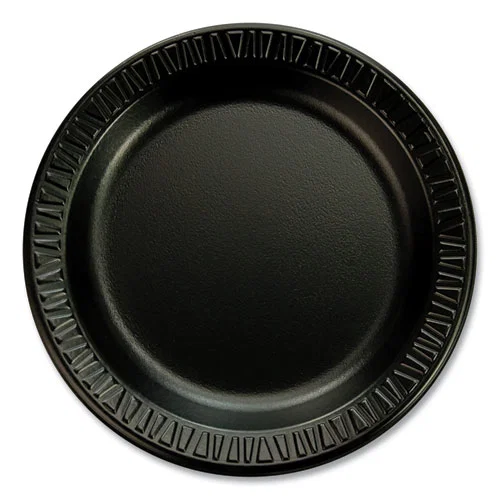 Quiet Classic Laminated Foam Dinnerware Plates, 6" dia, Black, 125/Pack, 8 Packs/Carton