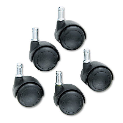 TaskMaster Hard Floor Casters, Grip Ring Stem, 2" Wheel, Black, 5/Set