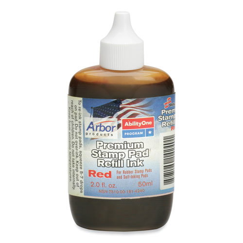 7510001614240, SKILCRAFT Stamp Pad Ink, 2 oz Bottle, Red