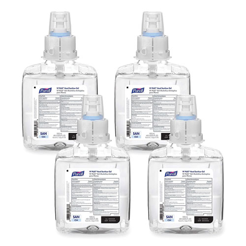 VF PLUS Hand Sanitizer Gel, 1,200 mL Refill Bottle, Fragrance-Free, For CS4 Dispensers, 4/Carton