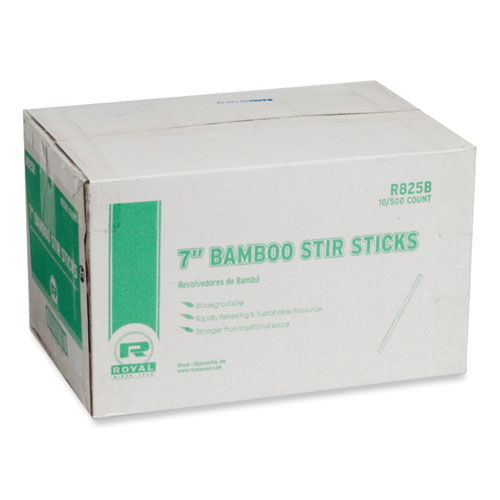Bamboo Stir Sticks, 7" Natural, 5,000/Carton